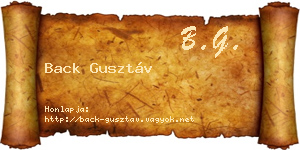 Back Gusztáv névjegykártya